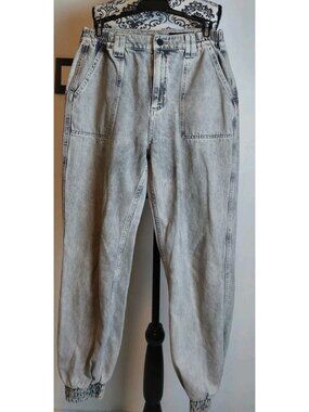 AllSaints Dani High-Rise Denim Jogger Jeans Women Gray Acid Wash Size 6